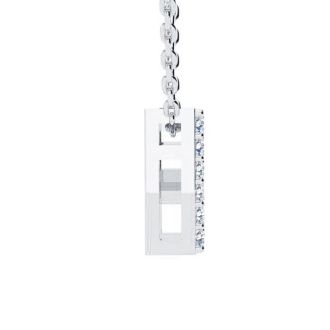 Letter R Diamond Initial Necklace In 14K White Gold With 13 Diamonds