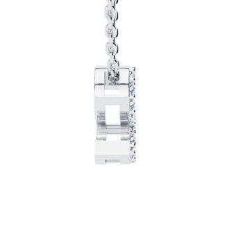 Letter S Diamond Initial Necklace In 14K White Gold With 13 Diamonds