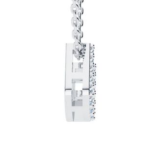 Letter U Diamond Initial Necklace In 14K White Gold With 13 Diamonds