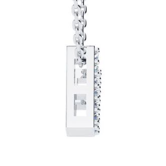 Letter V Diamond Initial Necklace In 14K White Gold With 13 Diamonds