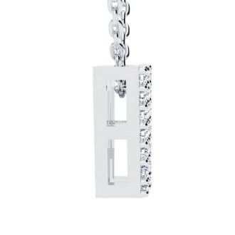 Letter W Diamond Initial Necklace In 14K White Gold With 13 Diamonds