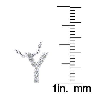 Letter Y Diamond Initial Necklace In 14K White Gold With 13 Diamonds