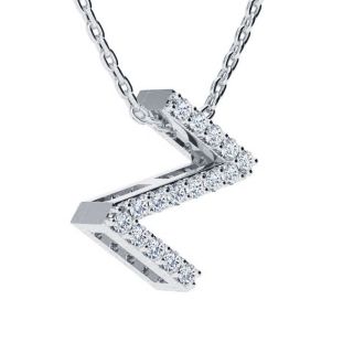 Letter Z Diamond Initial Necklace In 14K White Gold With 13 Diamonds