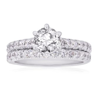 2.00 Carat Classic Prong Set Bridal Set In 14K White Gold