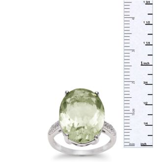 10 1/2ct Oval Green Amethyst and Diamond Ring
