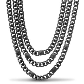 Triple Strand Gunmetal Necklace