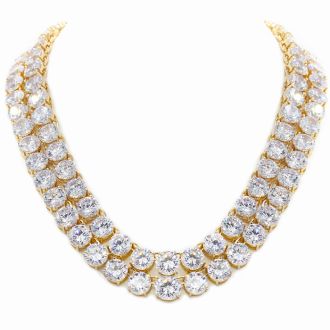 Fine Clear Crystal Line Double Strand Necklace, 16 & 18 Inches