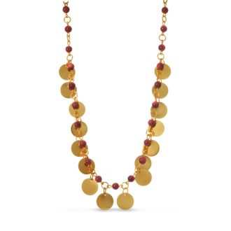 Tiger Eye and Gold Disc Necklace
