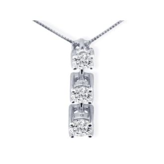 Diamond Pendants: Impressive 2ct Fine Three Diamond Pendant in 14k White Gold