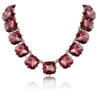Fine Pink Crystal Cushion Strand Necklace, 18 Inches