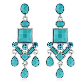 Passiana Chandelier Crystal Earrings, Turq