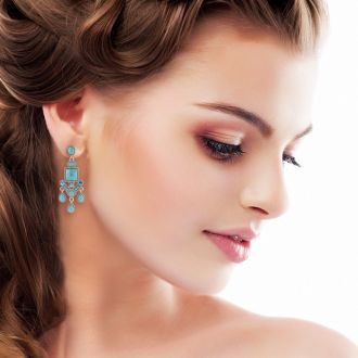 Passiana Chandelier Crystal Earrings, Turq