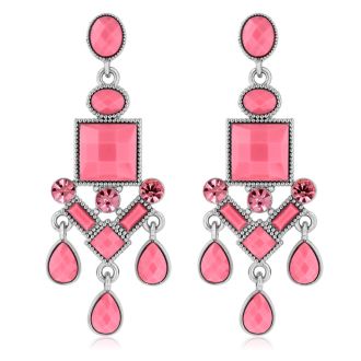 Passiana Chandelier Crystal Earrings, Pink