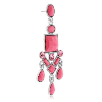 Passiana Chandelier Crystal Earrings, Pink