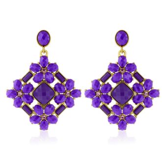 Passiana Statement Crystal Earrings, Purple