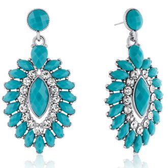 Passiana Evil Eye Crystal Earrings, Turquoise