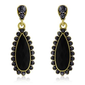 Passiana Drop Crystal Earrings, Black