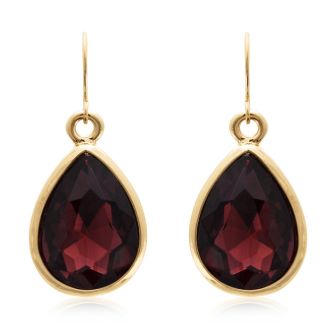 18 Carat Pear Shape Marsala Crystal Earrings, Gold Overlay