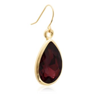 18 Carat Pear Shape Marsala Crystal Earrings, Gold Overlay
