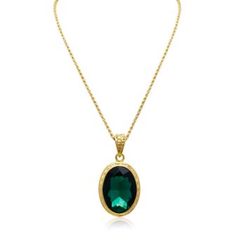 Regal 20 Carat Oval Shape Crystal Emerald Necklace With Free Matching Earrings.  Magnificent Huge, Beautiful Crystals!