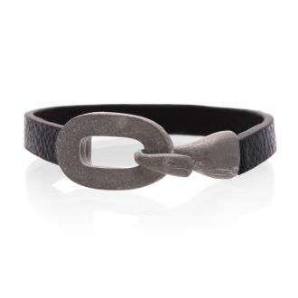 Black Vegan Leather Cuff Bracelet