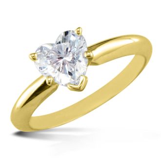 3/4 Carat Heart Shape Diamond Solitaire Ring In 14K Yellow Gold