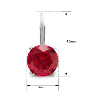 5 1/2 Carat Created Ruby Drop Earrings