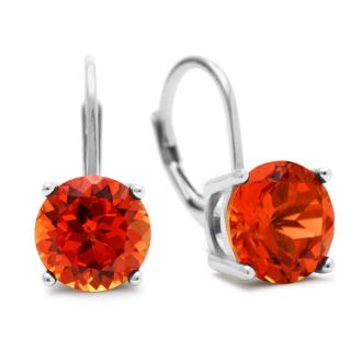 5 1/2ct Created Padparadscha Sapphire Drop Earrings
