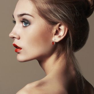 5 1/2ct Created Padparadscha Sapphire Drop Earrings

