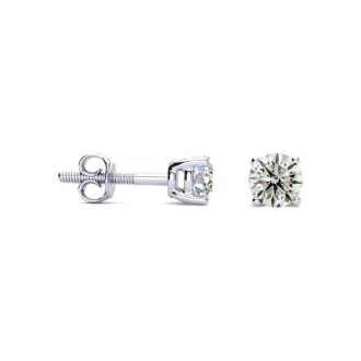 1/2ct Diamond Stud Earrings in 14k White Gold with FREE Matching Diamond Pendant!