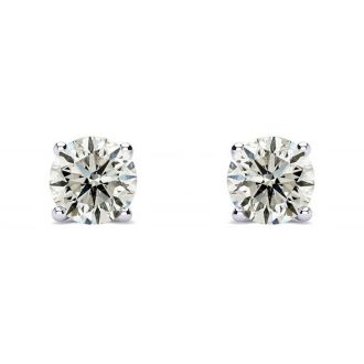 1/2ct Diamond Stud Earrings in 14k White Gold with FREE Matching Diamond Pendant!