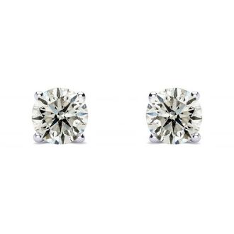 1/2ct Diamond Stud Earrings in 14k White Gold with FREE Matching Diamond Pendant!