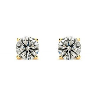 1/2ct Diamond Stud Earrings in 14k Yellow Gold with FREE Matching Diamond Pendant!