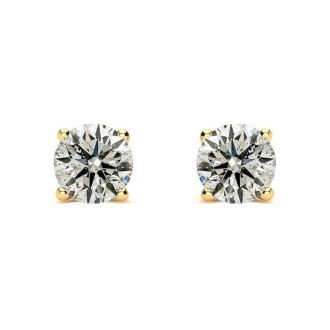 1/2ct Diamond Stud Earrings in 14k Yellow Gold with FREE Matching Diamond Pendant!
