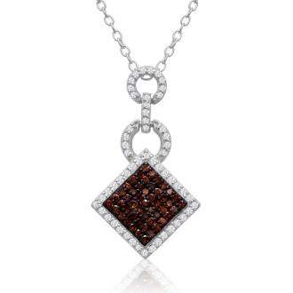1/4 Carat Chocolate Bar Champagne and White Diamond Pave Necklace In Sterling Silver, 18 Inches