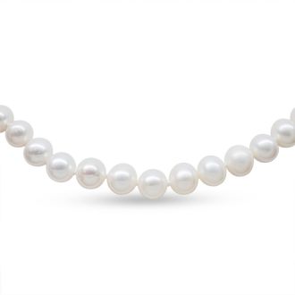 16 Inch 6mm AA Hand Knotted Pearl Necklace, 14K Yellow Gold Clasp