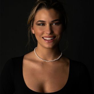 16 Inch 6mm AA Hand Knotted Pearl Necklace, 14K Yellow Gold Clasp