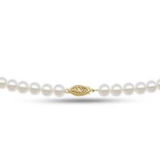 16 Inch 6mm AA Hand Knotted Pearl Necklace, 14K Yellow Gold Clasp