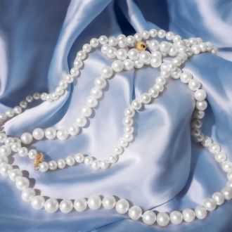 16 Inch 6mm AA Hand Knotted Pearl Necklace, 14K Yellow Gold Clasp