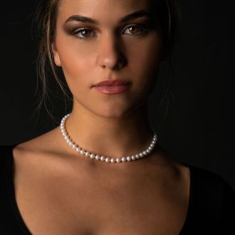 16 inch 7mm AA Pearl Necklace With 14K Yellow Gold Clasp