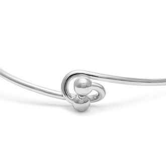 Initial "A" Bangle Bracelet With Cubic Zirconia Accent