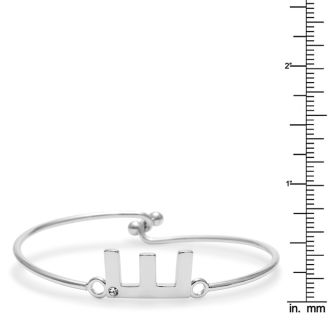 Initial "E" Bangle Bracelet With Cubic Zirconia Accent