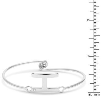 Initial "H" Bangle Bracelet With Cubic Zirconia Accent
