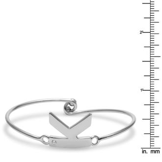 Initial "K" Bangle Bracelet With Cubic Zirconia Accent