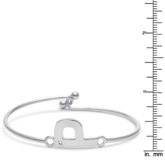 Initial "P" Bangle Bracelet With Cubic Zirconia Accent