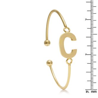 Yellow Gold "C" Initial Bangle Bracelet 