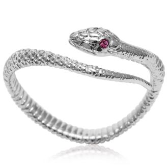 Red Crystal Snake Wrap Ring