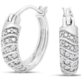 1/4 Carat 4-Row Diamond Hoop Earrings, 1/2 Inch