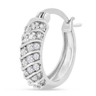 1/4 Carat 4-Row Diamond Hoop Earrings, 1/2 Inch