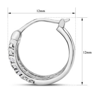 1/4 Carat 4-Row Diamond Hoop Earrings, 1/2 Inch